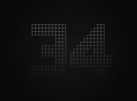 34 vector number made of metal chain link fence. For logo, brand label, desig Stock Illustration