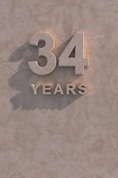 34 years 3d text Stock Illustration