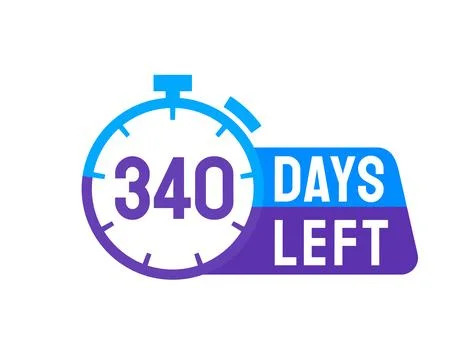 340 Days Left labels on white background. Days Left icon Stock Illustration