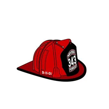 343 never forget firefighter 9-11-01 helmet  or hat vector illustration Stock Illustration