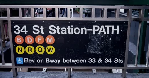 34th Street Station-PATH. Orange and Yellow Subway Lines in New York City. Stock Footage 219890785
