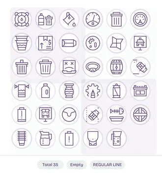 35 256x256 Regular Line Vector Icons optimized for Empty Pixel Aligned displa Stock Illustration