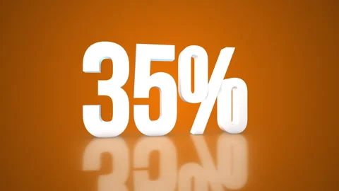 35% 3D Text spinning on an orange background. 360 Looped video. 4K Stockbeeldmateriaal 276684528