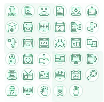35 64x64 Regular Line Grid Fitted Vector Icons for Program Projects Stockillustratie