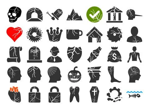 35 Decay Icons - Vector Icon Set Stock Illustration
