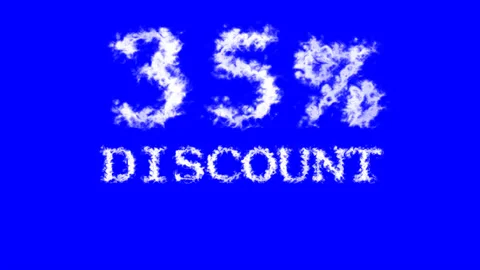 35% discount cloud text effect blue isolated background Stock Footage 139640207