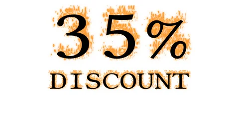 35% discount fire text effect white isolated background Stock Footage 137993077