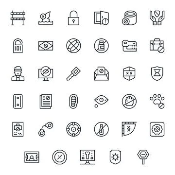 35 Display Perfect Regular Line Vector Icons designed for Restricted Interfac Stock Illustration