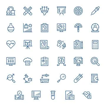 35 Display Perfect Regular Line Vector Icons from Analysis Collection Illustrazione stock