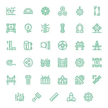 35 Engineering Display Perfect Vector Icons in 128x128 Regular Line Aesthetic 스톡 일러스트