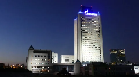 35 floors skyscraper Gazprom Headquarters at night, Moscow, Russia Stock Footage 44172098