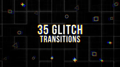 35 Glitch Transitions Stock After Effects