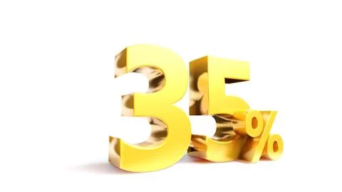 35% Golden symbol , 3D render Stock Illustration