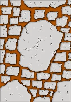 35-Grey stone wall drawing colorful Stock Illustration