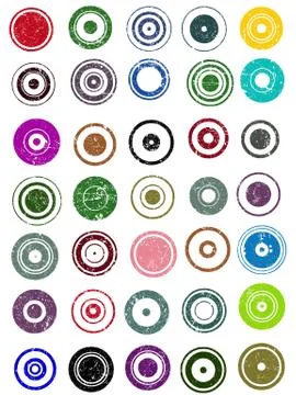 35 Grunge Circle Graphic Elements Stock Illustration