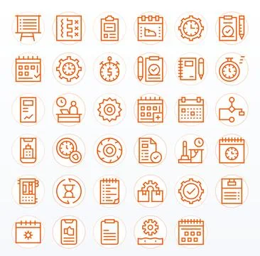 35 High Resolution Regular Line Editable Vector Icons for Task Projects Illustrazione stock