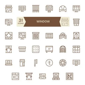 35 High Resolution Regular Line Vector Icons optimized for Window Display P.. Stock Illustration