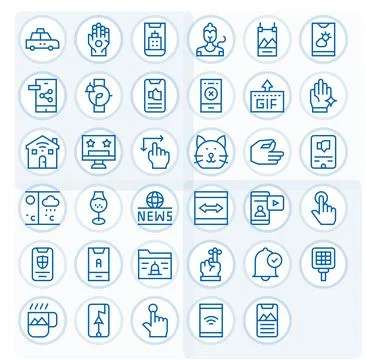 35 High Resolution Vector Icons for App with Detail Enhanced Regular Line c.. 스톡 일러스트