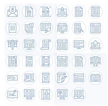 35 High Resolution Vector Icons for Digital Document in PIXEL Perfect Regul.. Stock Illustration