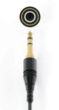 3.5 inch plug and jack isolated on white background. 3D illustration Stock Illustration