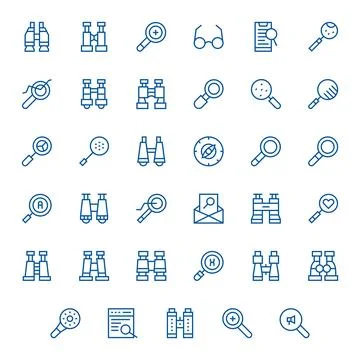 35 Magnifying Pixel Optimized Vector Icons in High Resolution Regular Line .. Stock-Illustration
