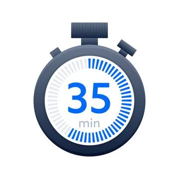 35 min timer and Stopwatch icons. Countdown symbol. Kitchen timer icon. Vector Stock Illustration