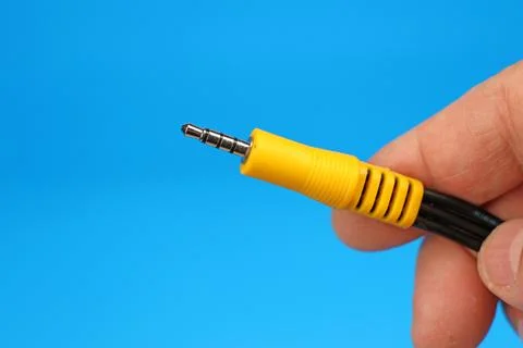 3,5 Mini jack connector for connecting audio and video signals. Stock Photos