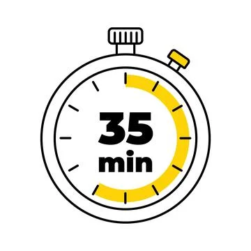 35 minutes analog clock icon white background design Stock Illustration