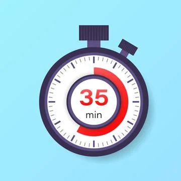 The 35 minutes timer. Stopwatch icon in flat style. 스톡 일러스트