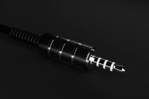 3.5 mm audio mini jack plug  isolated on a  black background.  3d  illustrati Stock Illustration