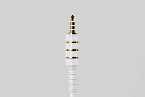 3.5 mm audio mini jack plug  isolated on a  white  background.  3d  illustrat Stock Illustration