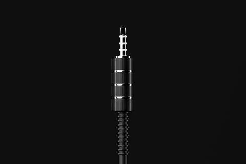 3.5 mm audio mini jack plug  isolated on a  black background.  3d  illustrati Stock Illustration