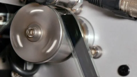 35 mm Film Projector Gears Closeup Stock Footage 72776216