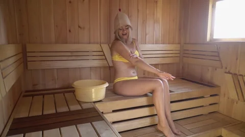 35 Nastya in the bathhouse Stock Footage 289102877