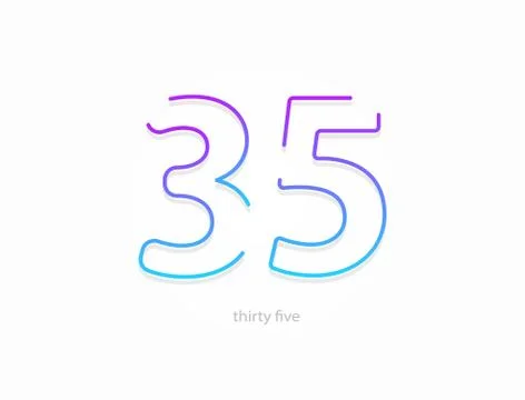 35 number, outline stroke gradient font. Trendy, dynamic creative style desig Stock Illustration