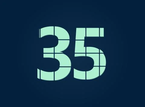 35 number, vector desing font.  Made of knife cut. For logo, brand label, des Stock Illustration