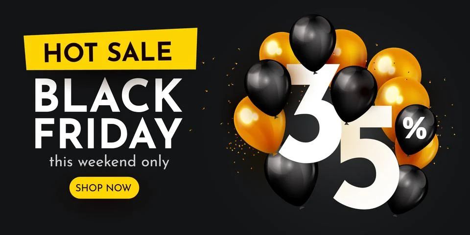 35 percent Off. Discount creative composition. Black Friday sale symbol with Stock Illustration