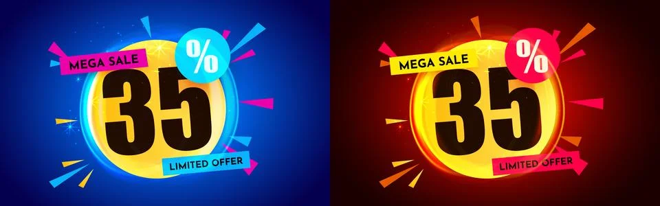 35 percent Off. Discount creative composition. Mega Sale. Stock Illustration
