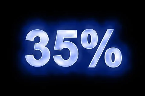 35 percent in glowing numerals on blue Stock Illustration