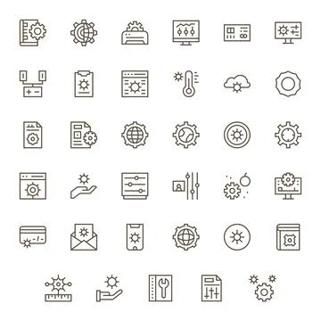 35 Regular Line Detail Enhanced 256x256 Vector Icons from Parameters Suite Illustrazione stock