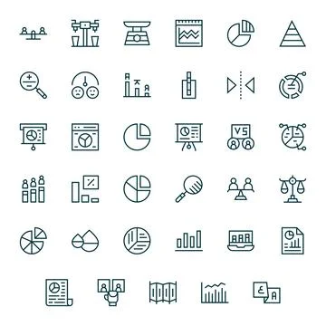 35 Regular Line Display Perfect Vectors for Comparison Theme Stock Illustration