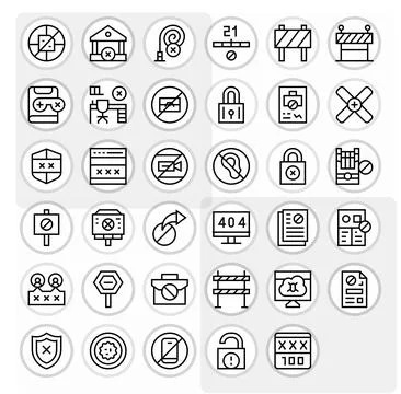 35 Regular Line Display Perfect High Resolution Vector Icons from Access De.. Stock Illustration