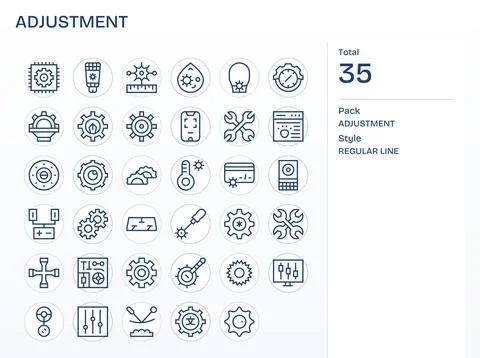 35 Regular Line Editable 64x64 Vector Icons from Adjustment Suite イラスト素材