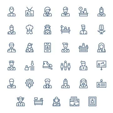 35 Regular Line Editable Vectors for Employee Theme Stock Illustration