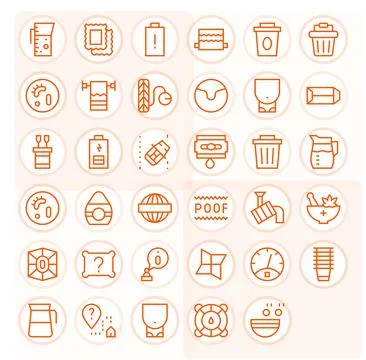 35 Regular Line Pixel Aligned Vector Icons tailored for Empty 128x128 interfa Stock Illustration