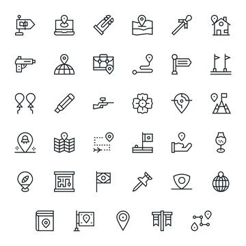 35 Regular Line Pixel Aligned Vector Icons crafted for Marker 256x256 appli.. Stock Illustration