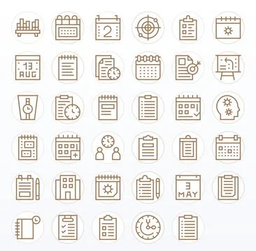 35 Regular Line Pixel Optimized High Resolution Vector Icons from Planning .. 스톡 일러스트