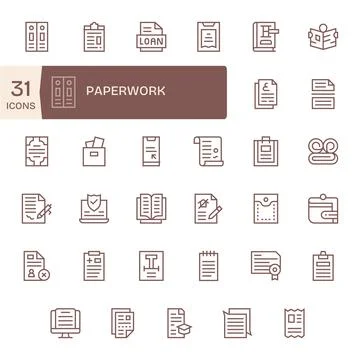 35 Regular Line Pixel Optimized Retina Ready Vector Icons from Paperwork Suit Stock Illustration