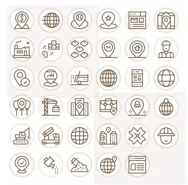 35 Regular Line Vector Icons for Site in crisp 128x128 Display Perfect reso.. 库存插图