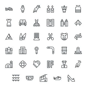 35 Regular Line Vector Icons designed for Lineart in 256x256 Pixel Optimize.. 库存插图